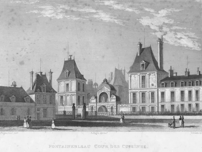Framed Print : Fontainebleau, Cour Des Cuisines, c1830. Artist: T Owen Framed Print : Fontainebleau, Cour Des Cuisines, c1830. Artist: T Owen