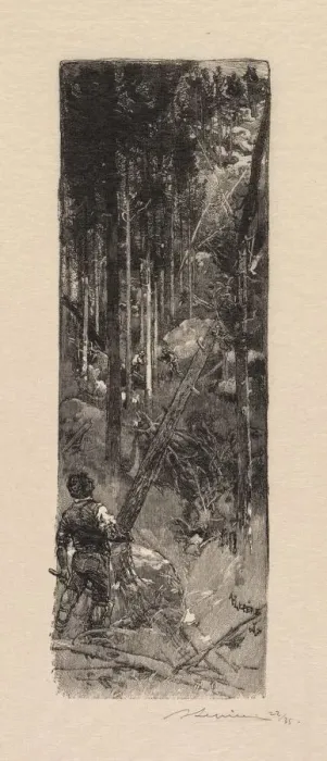 Framed Print : Fontainebleau Forest: Cutting of Pines (La Foret de Fontainebleau: Abatage des pins), 1890 Framed Print : Fontainebleau Forest: Cutting of Pines (La Foret de Fontainebleau: Abatage des pins), 1890