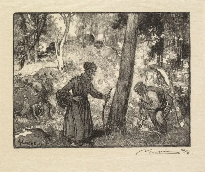 Framed Print : Fontainebleau Forest: Mushroom Hunters at the Rocher Bernard (La Foret de Fontainebleau Framed Print : Fontainebleau Forest: Mushroom Hunters at the Rocher Bernard (La Foret de Fontainebleau
