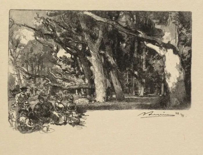 Framed Print : Fontainebleau Forest: Noon under the Trees (La Foret de Fontainebleau: Midi sous bois), 1890 Framed Print : Fontainebleau Forest: Noon under the Trees (La Foret de Fontainebleau: Midi sous bois), 1890