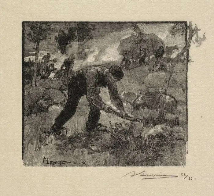 Framed Print : Fontainebleau Forest: Pulling the Heather (La Foret de Fontainebleau: Arracheurs Framed Print : Fontainebleau Forest: Pulling the Heather (La Foret de Fontainebleau: Arracheurs