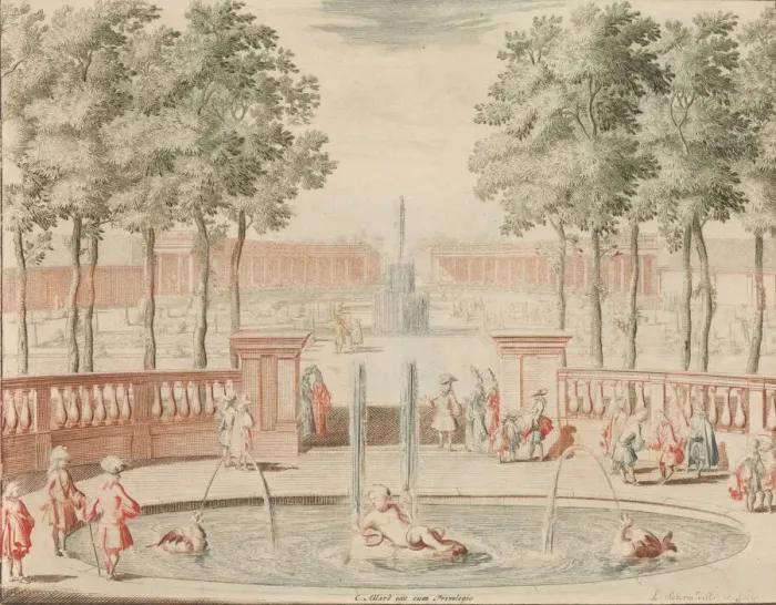Framed Print : De Fontein van Hercules, met die van de Groote Sprong, voor t Amphitheater Framed Print : De Fontein van Hercules, met die van de Groote Sprong, voor t Amphitheater