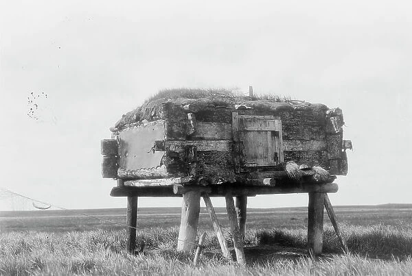 Food caches, Hooper Bay, Alaska, c1929. Creator: Edward Sheriff Curtis
