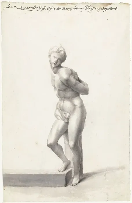 Framed Print : Food, naked slave man, 1657-1659. Creator: Moses ter Borch Framed Print : Food, naked slave man, 1657-1659. Creator: Moses ter Borch
