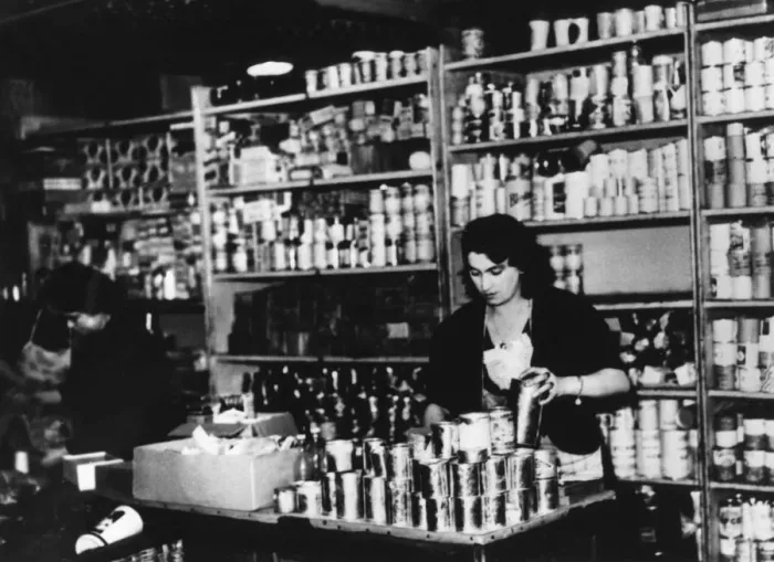 Framed Print : Food store in occupied Paris, c1941(?) Framed Print : Food store in occupied Paris, c1941(?)
