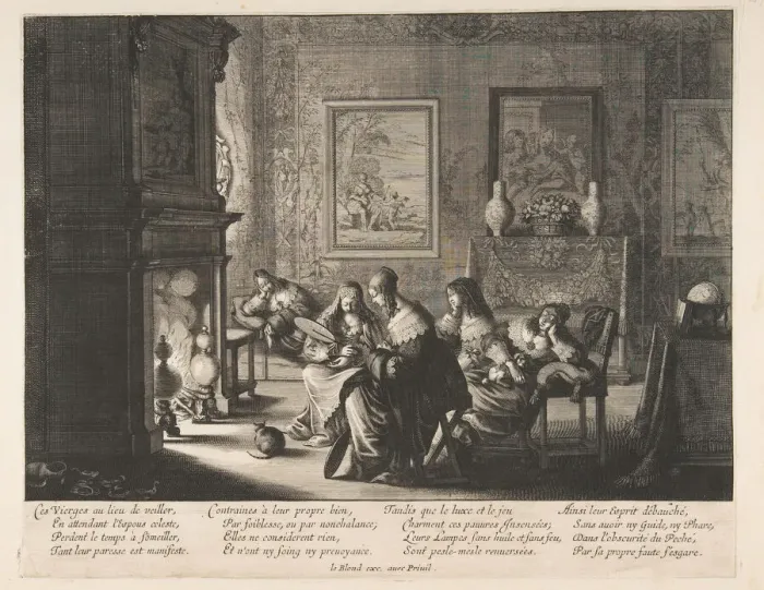 Framed Print : Foolish Virgins Sleeping, ca. 1635. Creator: Abraham Bosse Framed Print : Foolish Virgins Sleeping, ca. 1635. Creator: Abraham Bosse