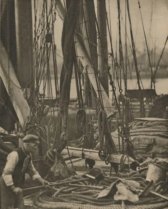 Framed Print : At the Foot of the Mast on a Thames Barge, c1935. Creator: Walter Benington Framed Print : At the Foot of the Mast on a Thames Barge, c1935. Creator: Walter Benington