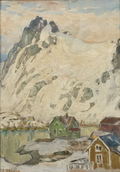 Framed Print : At the Foot of the Mountain. Study from Lofoten, 1905. Creator: Anna Katarina Boberg Framed Print : At the Foot of the Mountain. Study from Lofoten, 1905. Creator: Anna Katarina Boberg