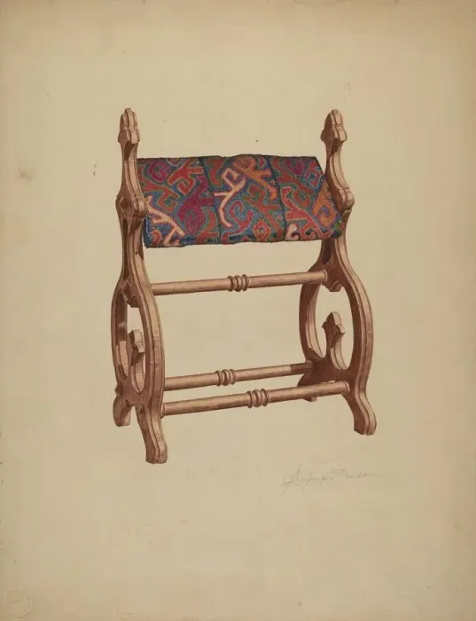 Framed Print : Foot Rest, c. 1940. Creator: Georgine E. Mason Framed Print : Foot Rest, c. 1940. Creator: Georgine E. Mason