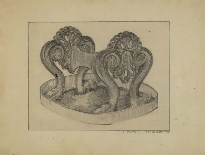 Framed Print : Foot Scraper, 1935 / 1942. Creator: Arelia Arbo Framed Print : Foot Scraper, 1935 / 1942. Creator: Arelia Arbo