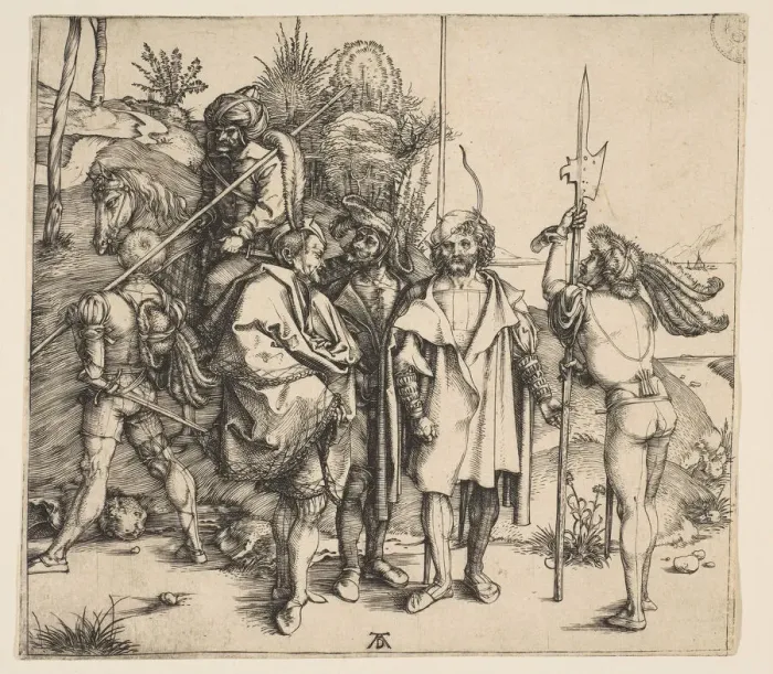 Framed Print : Five Foot Soldiers and a Mounted Turk, ca. 1495. Creator: Albrecht Durer Framed Print : Five Foot Soldiers and a Mounted Turk, ca. 1495. Creator: Albrecht Durer