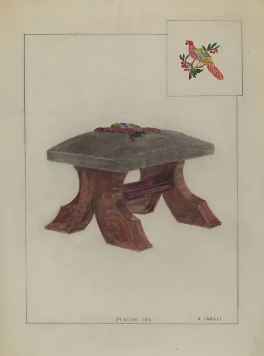 Framed Print : Foot Stool, c. 1936. Creator: Albert Camilli Framed Print : Foot Stool, c. 1936. Creator: Albert Camilli