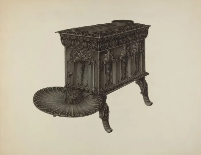 Framed Print : Foot Stove, c. 1937. Creator: Wilbur M Rice Framed Print : Foot Stove, c. 1937. Creator: Wilbur M Rice