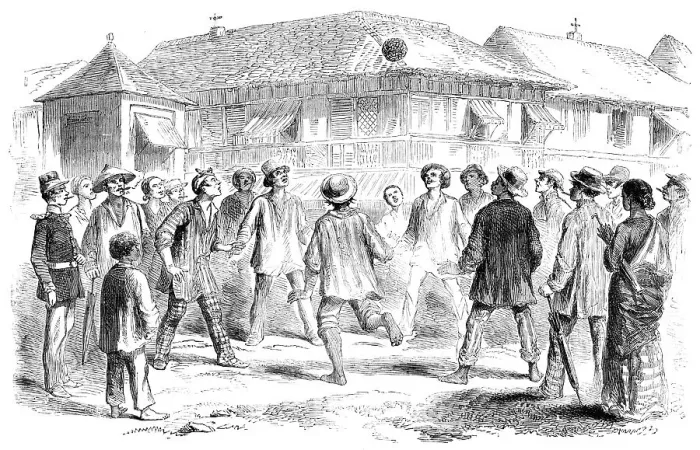 Framed Print : Football in Manilla, 1857. Creator: Unknown Framed Print : Football in Manilla, 1857. Creator: Unknown