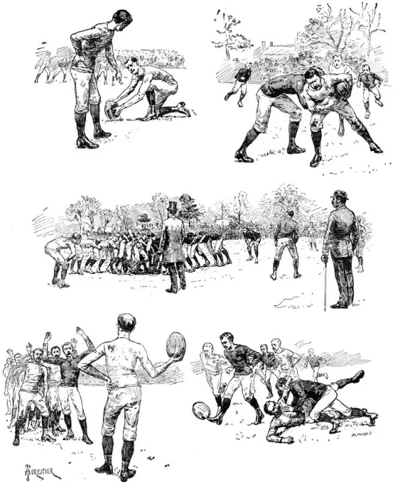 Framed Print : Football Sketches, 1887 Framed Print : Football Sketches, 1887