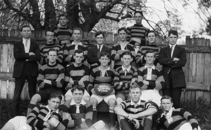 Framed Print : Football team - QARL Toowong 4th Grade, 1909. Creator: Robert Augustus Henry L'Estrange. Football team - QARL Toowong 4th Grade, 1909 Framed Print : Football team - QARL Toowong 4th Grade, 1909. Creator: Robert Augustus Henry L'Estrange. Football team - QARL Toowong 4th Grade, 1909