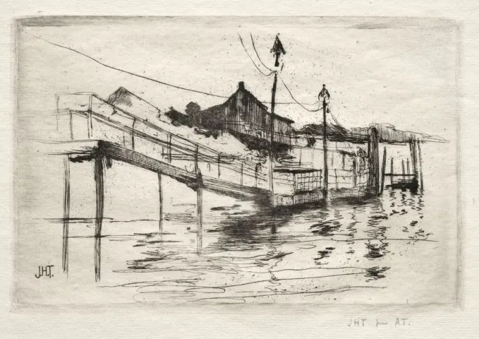 Framed Print : Footbridge, Bridgeport, Connecticut. Creator: John Henry Twachtman (American, 1853-1902) Framed Print : Footbridge, Bridgeport, Connecticut. Creator: John Henry Twachtman (American, 1853-1902)