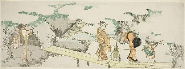 On the footbridge, Japan, n. d. Creator: Hokusai