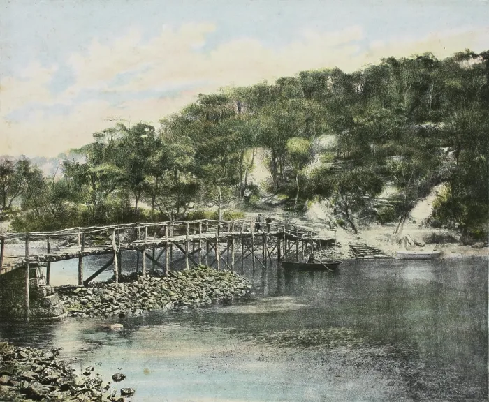 Framed Print : Footbridge at Mosman Bay, c1880. Creator: Unknown Framed Print : Footbridge at Mosman Bay, c1880. Creator: Unknown