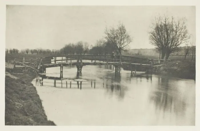 Framed Print : Footbridge Near Chestnut, 1880s. Creator: Peter Henry Emerson Framed Print : Footbridge Near Chestnut, 1880s. Creator: Peter Henry Emerson