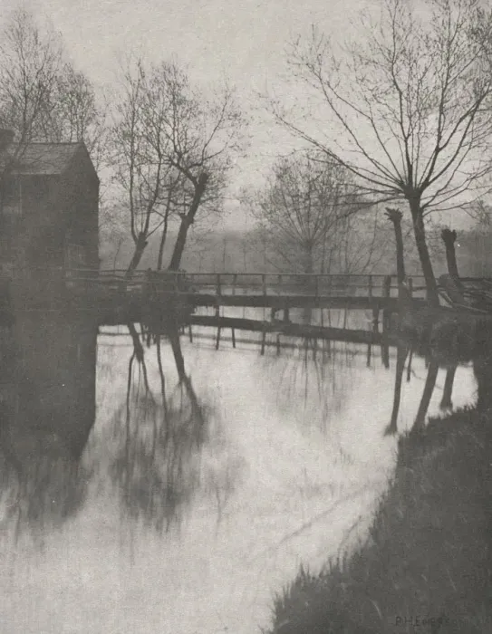 Framed Print : Footbridge Near Chingford, from The Compleat Angler, 1888. Creator: Peter Henry Emerson (British Framed Print : Footbridge Near Chingford, from The Compleat Angler, 1888. Creator: Peter Henry Emerson (British