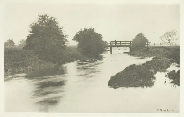 Framed Print : Footbridge Near Tottenham, 1880s. Creator: Peter Henry Emerson Framed Print : Footbridge Near Tottenham, 1880s. Creator: Peter Henry Emerson