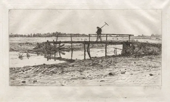 Framed Print : Footbridge, Worth, 1879. Creator: Otto H. Bacher (American, 1856-1909) Framed Print : Footbridge, Worth, 1879. Creator: Otto H. Bacher (American, 1856-1909)