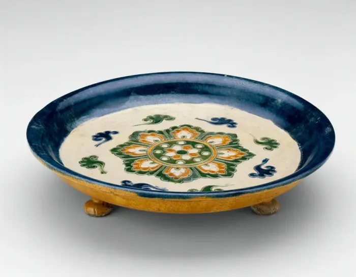 Framed Print : Footed Dish with Lotus Medallion and Cloud Scrolls, Tang dynasty Framed Print : Footed Dish with Lotus Medallion and Cloud Scrolls, Tang dynasty
