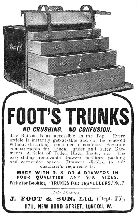 Framed Print : Foot's trunks: no crushing, no confusion, 1909. Creator: Unknown Framed Print : Foot's trunks: no crushing, no confusion, 1909. Creator: Unknown