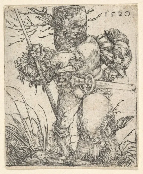 Framed Print : Footsoldier in front of a Tree, mid-17th century. Creator: Barthel Beham Framed Print : Footsoldier in front of a Tree, mid-17th century. Creator: Barthel Beham