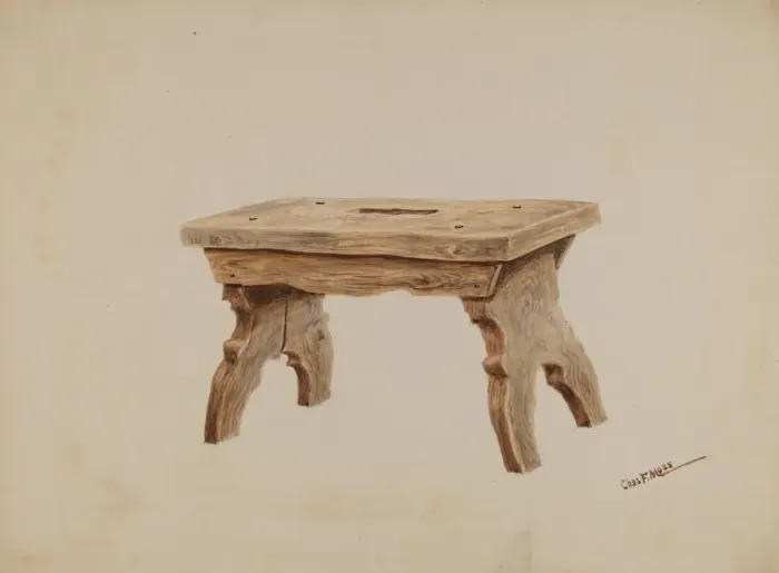 Framed Print : Footstool, c. 1937. Creator: Charles Moss Framed Print : Footstool, c. 1937. Creator: Charles Moss