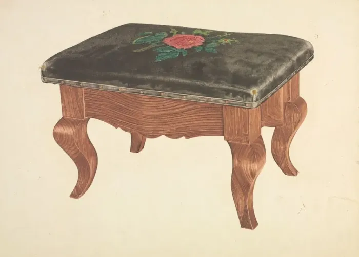 Framed Print : Footstool, c. 1939. Creator: Frank Eiseman Framed Print : Footstool, c. 1939. Creator: Frank Eiseman