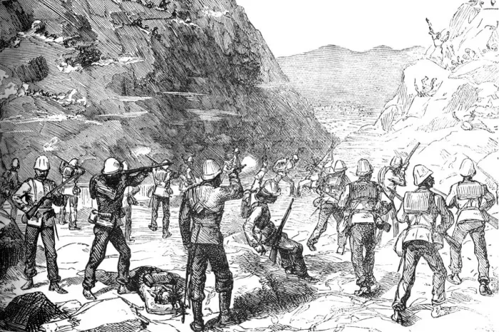 Framed Print : Foraging Party of the 67th Attacked by the Afghans, (Nov 9, 1879), c1880 Framed Print : Foraging Party of the 67th Attacked by the Afghans, (Nov 9, 1879), c1880