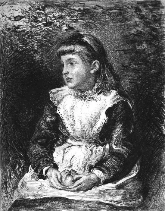 Framed Print : Forbidden Fruit, after John Everett Millais, Esq. R.A. c1880-83. Creator: Charles Waltner Framed Print : Forbidden Fruit, after John Everett Millais, Esq. R.A. c1880-83. Creator: Charles Waltner