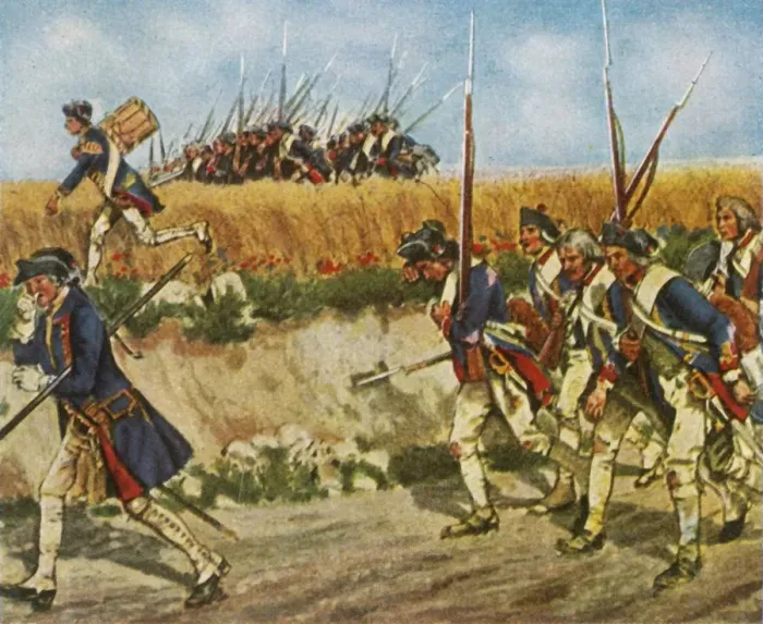 Framed Print : Forced march of Fredericks troops from Mahren to Küstrin, 1758, (1936) Framed Print : Forced march of Fredericks troops from Mahren to Küstrin, 1758, (1936)