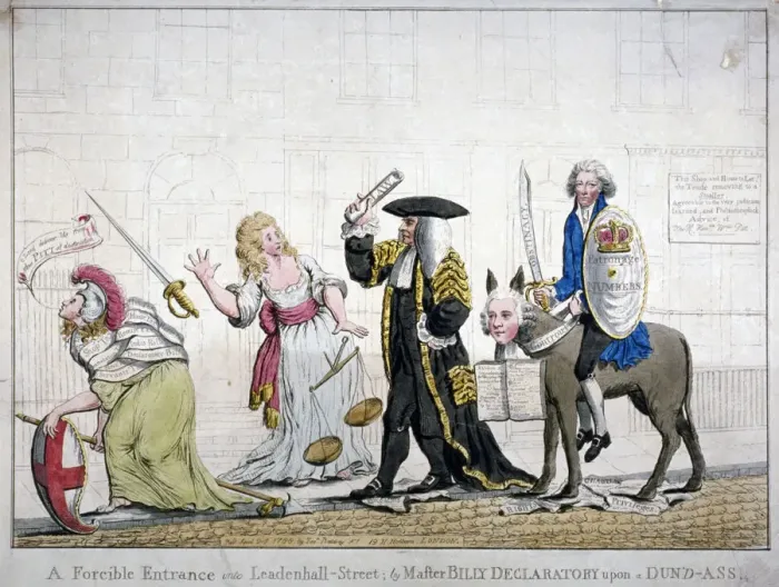 Framed Print : A forcible entrance into Leadenhall-Street; by Master Billy Declaratory upon a Dun d-ass, 1788 Framed Print : A forcible entrance into Leadenhall-Street; by Master Billy Declaratory upon a Dun d-ass, 1788