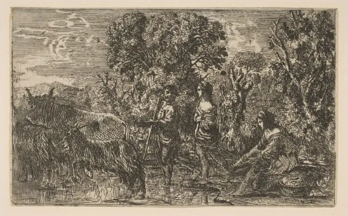 Framed Print : The Ford, 1634. Creator: Claude Lorrain Framed Print : The Ford, 1634. Creator: Claude Lorrain