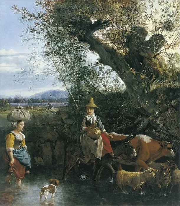 Framed Print : The Ford, 1672. Creator: Jan Siberechts Framed Print : The Ford, 1672. Creator: Jan Siberechts
