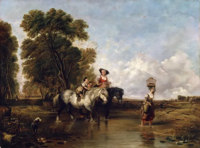 Framed Print : Through a Ford, 19th century. Artist: William Shayer Framed Print : Through a Ford, 19th century. Artist: William Shayer