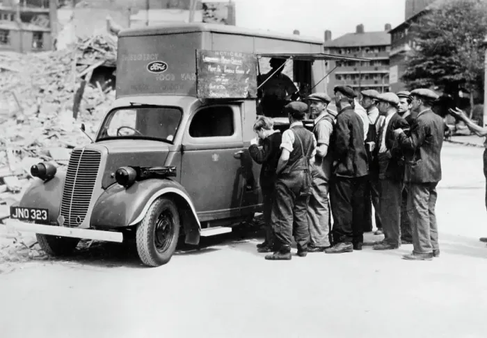 Framed Print : Ford E83W 10cwt Emergency food van in London World War 2 Framed Print : Ford E83W 10cwt Emergency food van in London World War 2