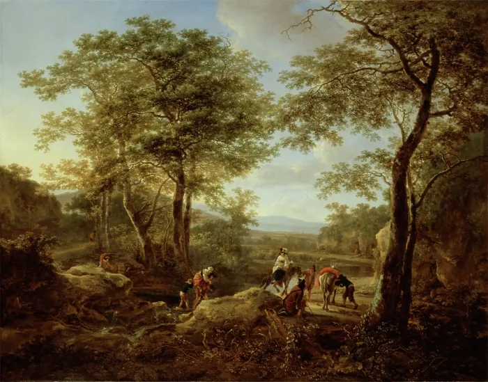 Framed Print : The Ford and Halt of the Travelers, c1650. Creator: Jan Dirksz Both Framed Print : The Ford and Halt of the Travelers, c1650. Creator: Jan Dirksz Both