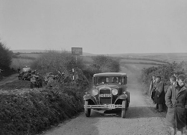 Ford Model A saloon of ASR Payne, MCC Lands End Trial, summit of Beggars Roost, Devon, 1933