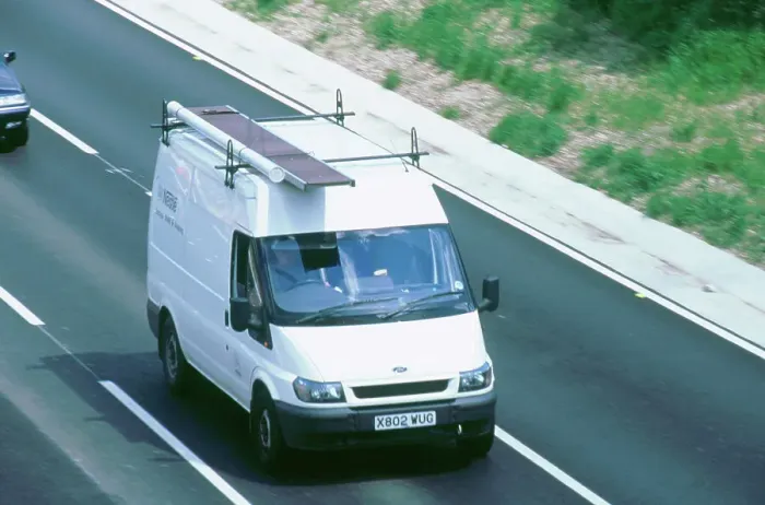Framed Print : Ford transit van driving along M27 Motorway, 2002 Framed Print : Ford transit van driving along M27 Motorway, 2002