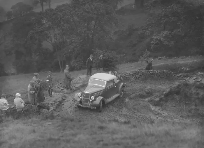Framed Print : Ford V8 2-seater and dickey of JB Thompson competing in the MCC Sporting Trial, 1935 Framed Print : Ford V8 2-seater and dickey of JB Thompson competing in the MCC Sporting Trial, 1935