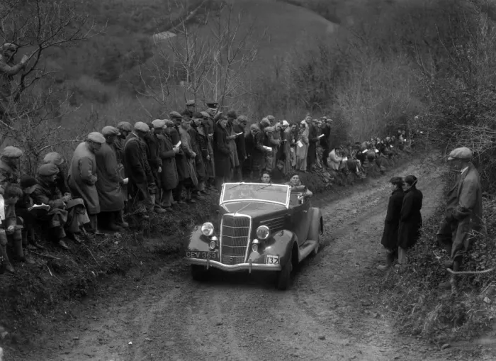 Framed Print : Ford V8 of CAH Cann competing in the MCC Lands End Trial, 1935. Artist: Bill Brunell Framed Print : Ford V8 of CAH Cann competing in the MCC Lands End Trial, 1935. Artist: Bill Brunell