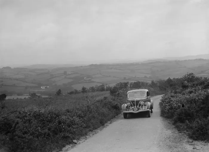 Framed Print : Ford V8 competing in the MCC Torquay Rally, 1938. Artist: Bill Brunell Framed Print : Ford V8 competing in the MCC Torquay Rally, 1938. Artist: Bill Brunell