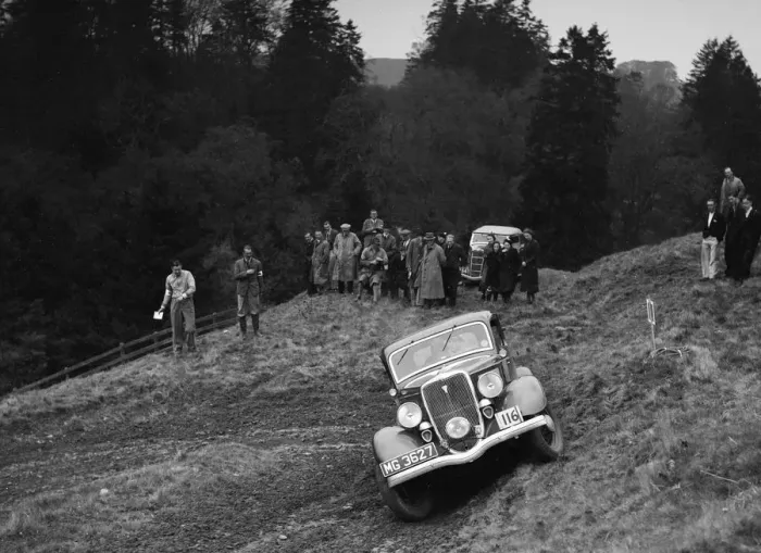 Framed Print : Ford V8 of DG Silcock competing in the MCC Edinburgh Trial, Roxburghshire, Scotland, 1938 Framed Print : Ford V8 of DG Silcock competing in the MCC Edinburgh Trial, Roxburghshire, Scotland, 1938