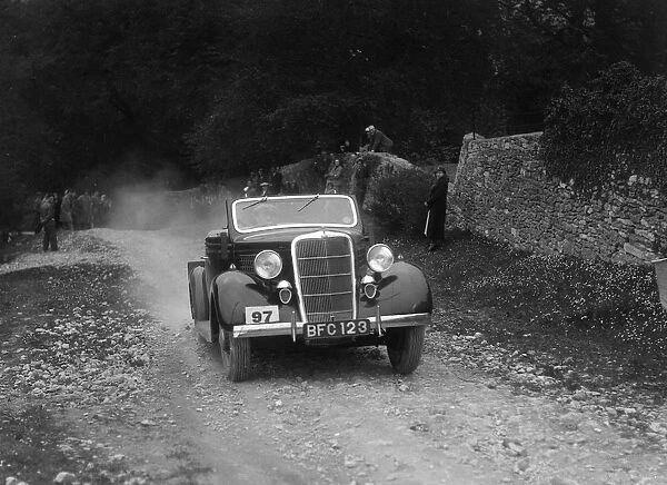 Ford V8 drophead competing in a motoring trial, Nailsworth Ladder, Gloucestershire, 1930s