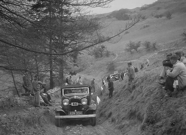 Ford V8 of Miss V Wild competing in the MG Car Club Abingdon Trial  /  Rally, 1939. Artist