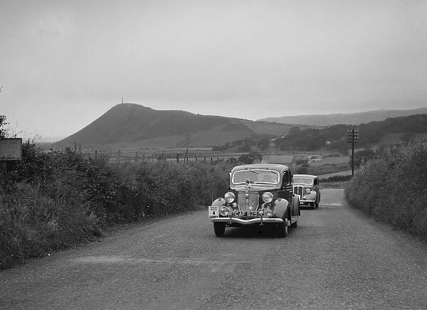 Ford V8 saloon of HJ Parsons competing in the South Wales Auto Club Welsh Rally, 1937 Artist